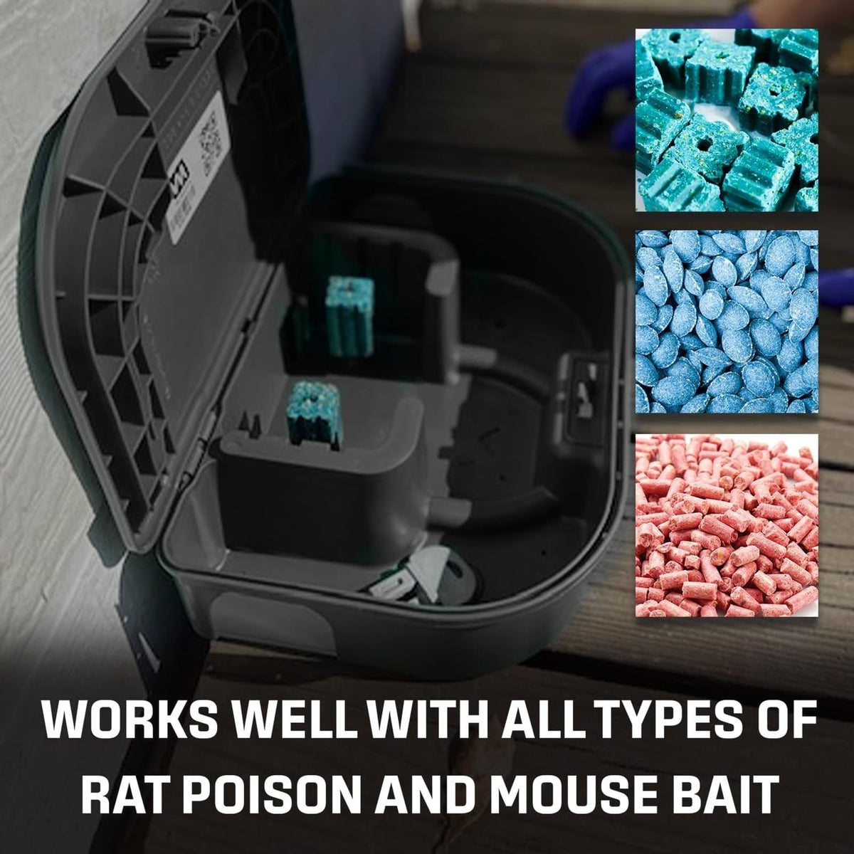 Exterminators Choice yard rodent-station outdoors near garden beds for outdoor control.