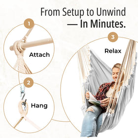 EXTIRIO hammock chair full-body comfort with reinforced stitching and durable support.
