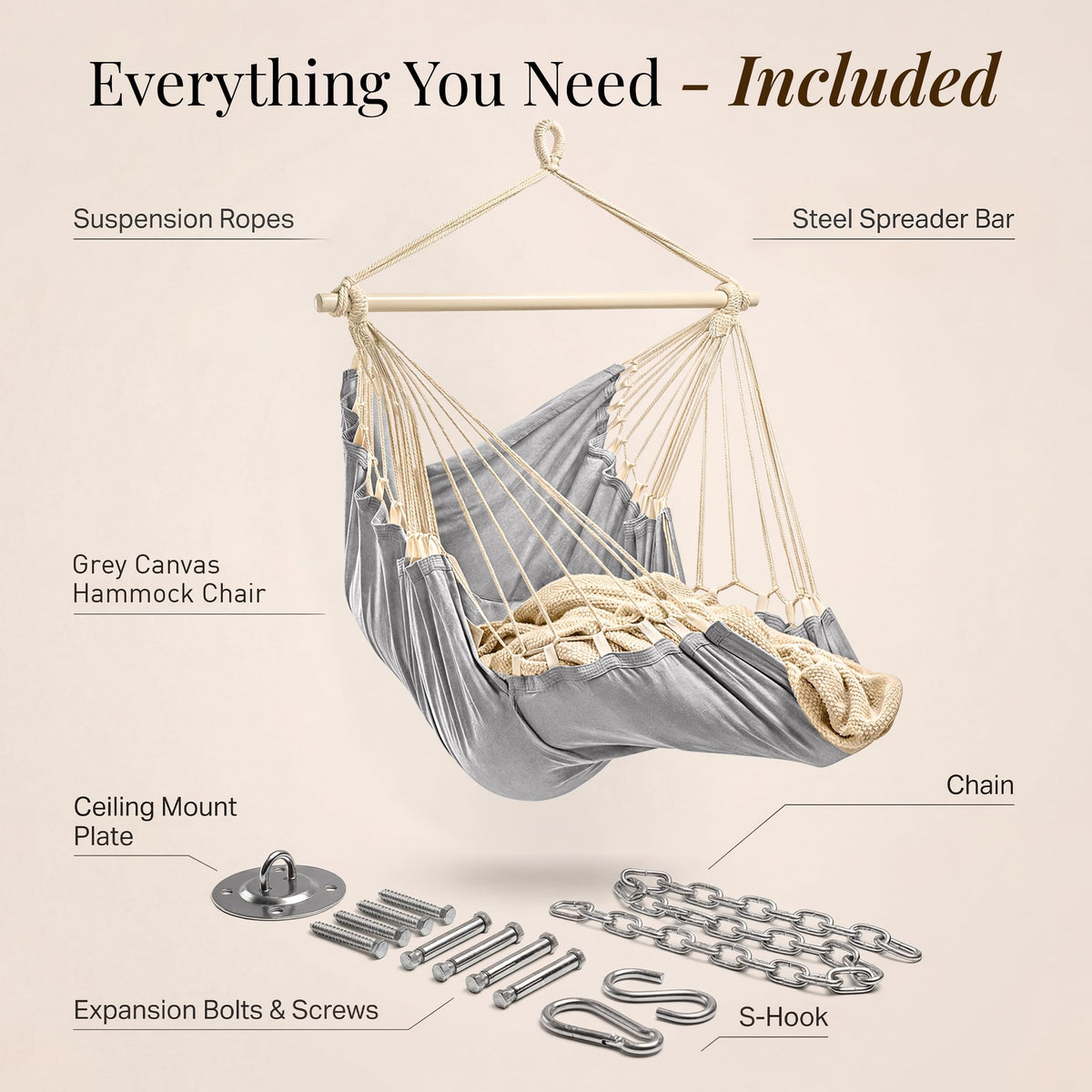 EXTIRIO hammock chair portable design lets you move indoors or outdoors easily.