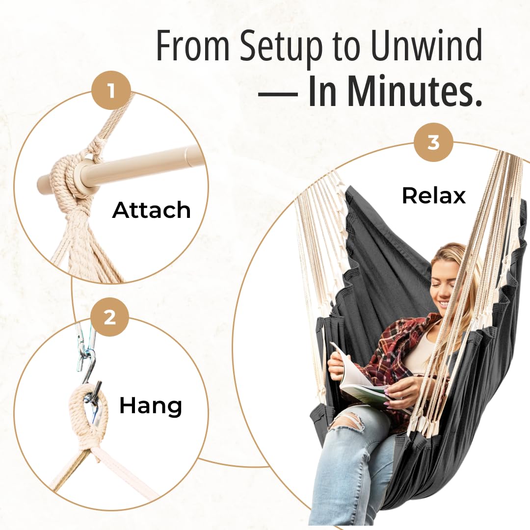 EXTIRIO hanging hammock chair outdoor patio setting for easy lounging