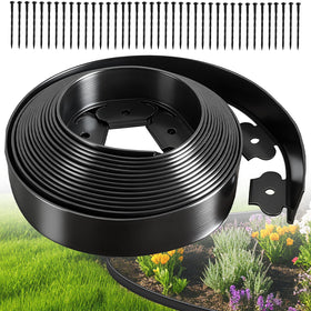 EXTRAEASY landscape edging 2inch tall lines the lawn and flower beds for crisp borders.
