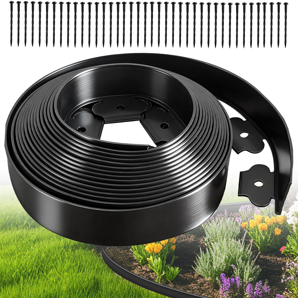 EXTRAEASY landscape edging 2inch tall lines the lawn and flower beds for crisp borders.