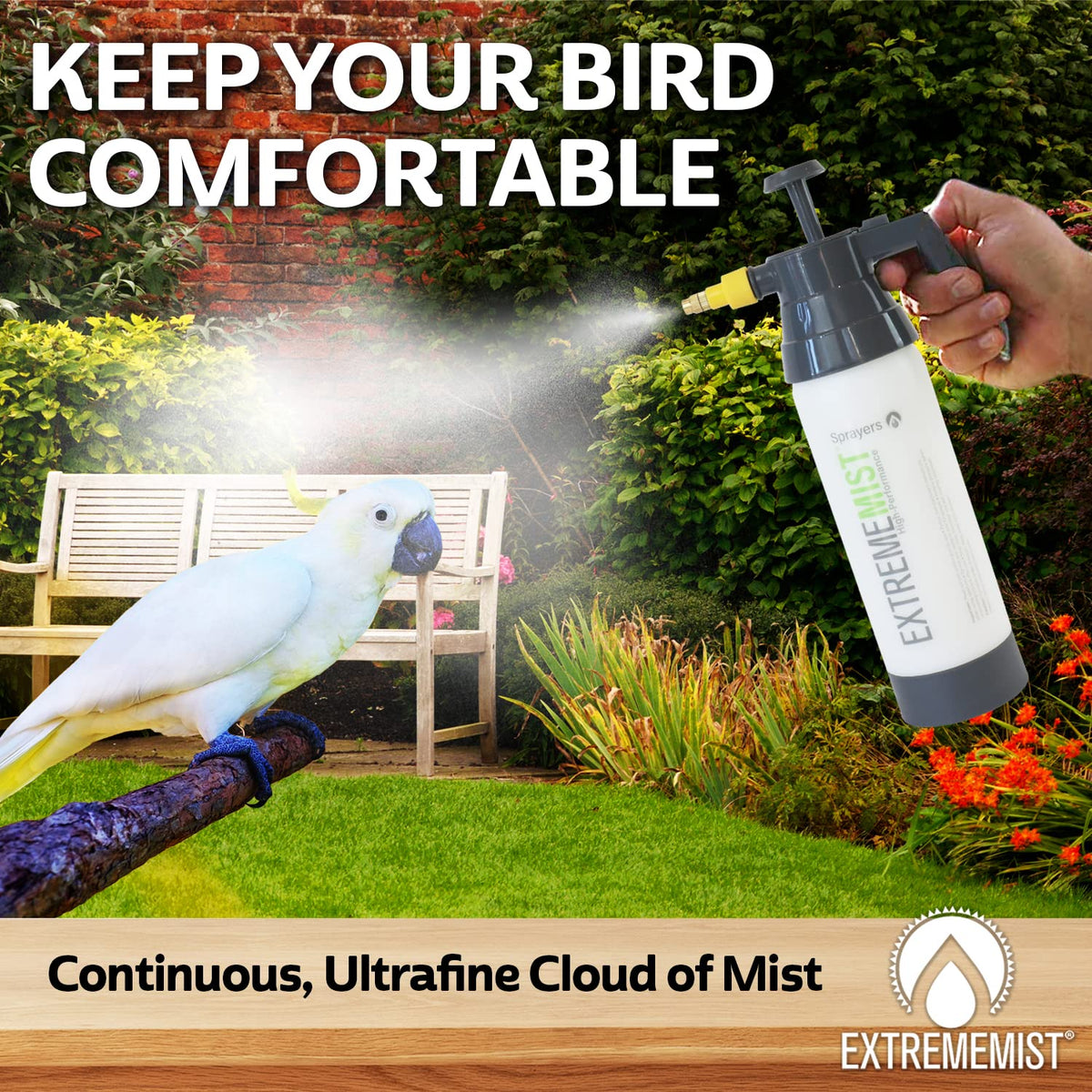 ExtremeMIST bird cage cleaner jet for fast, thorough cleaning.