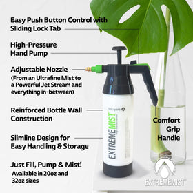 ExtremeMIST 100 psi continuous mist demonstrates a steady fine mist for efficient care.