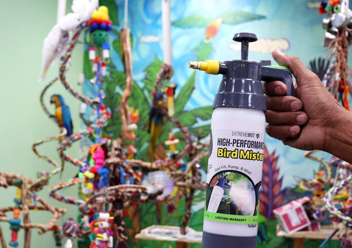 ExtremeMIST tropical bird habitat solution for immersive misting and care.