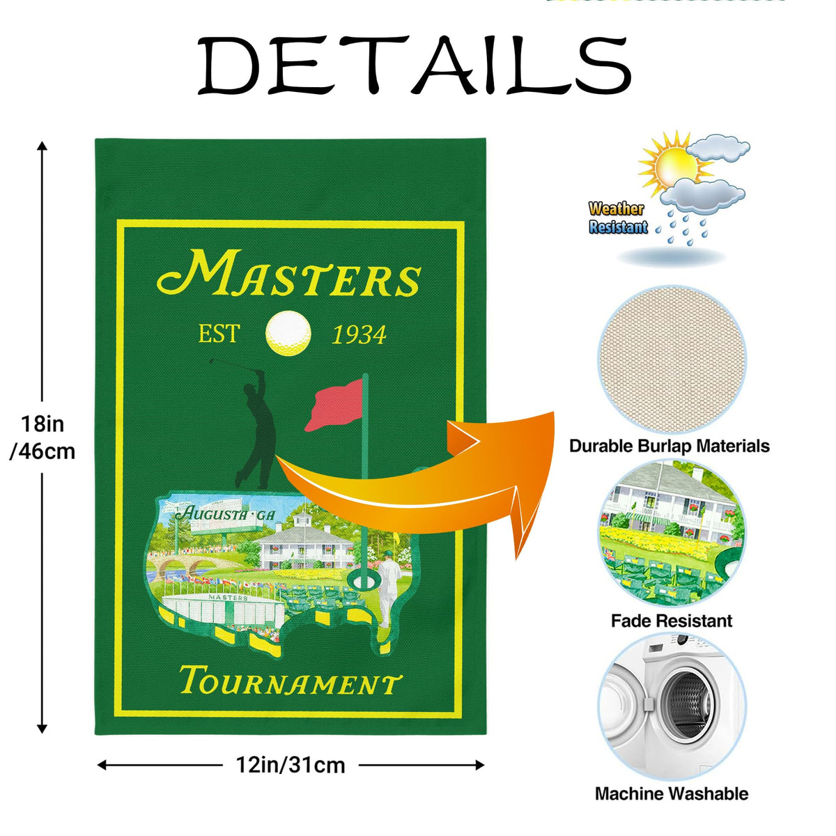 Eychsu Ma-sters Golf Garden Flag double-sided print for visibility from both sides.