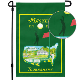 Eychsu Ma-sters Golf Garden Flag front view with vibrant colors for outdoor yard decor.