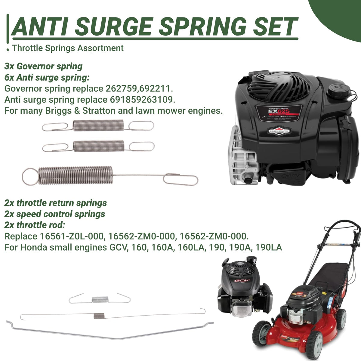 Eyoloty anti-surge springs pack for engine stability and smooth operation