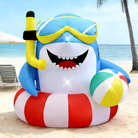 Eyourlife 4FT inflatable shark with LED lights for outdoor decor.