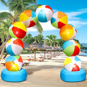 Eyourlife 8ft inflatable beach ball arch creates a vibrant entry for summer parties.
