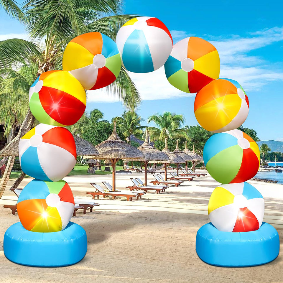 Eyourlife 8ft inflatable beach ball arch creates a vibrant entry for summer parties.