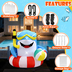 Shark glows at night, creating a magical backyard backdrop.
