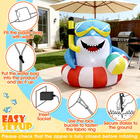 Shark decor ideal for pool parties and beach-themed events.