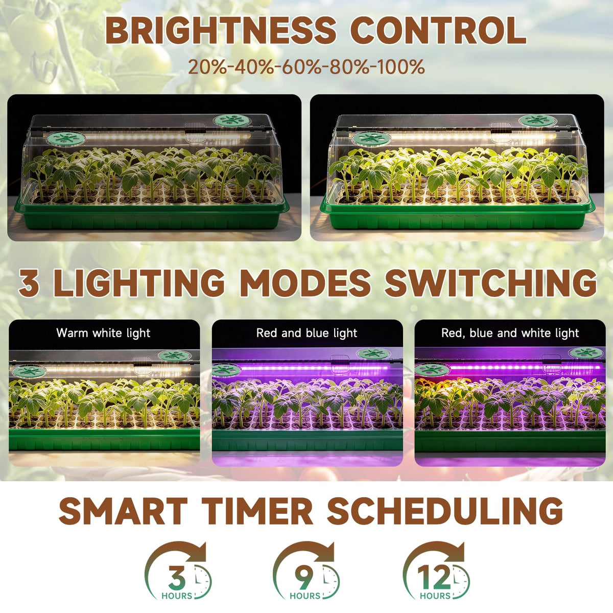 Eyriolya full-spectrum-led-grow-light provides balanced light for healthy growth of seedlings.