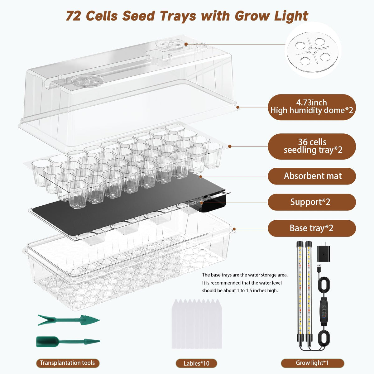 Eyriolya humidity dome traps moisture and vents regulate heat during germination.