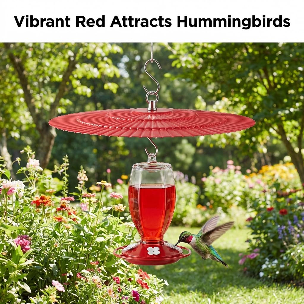 Eyrosa red dome rain guard close-up highlighting vivid beacon for birds