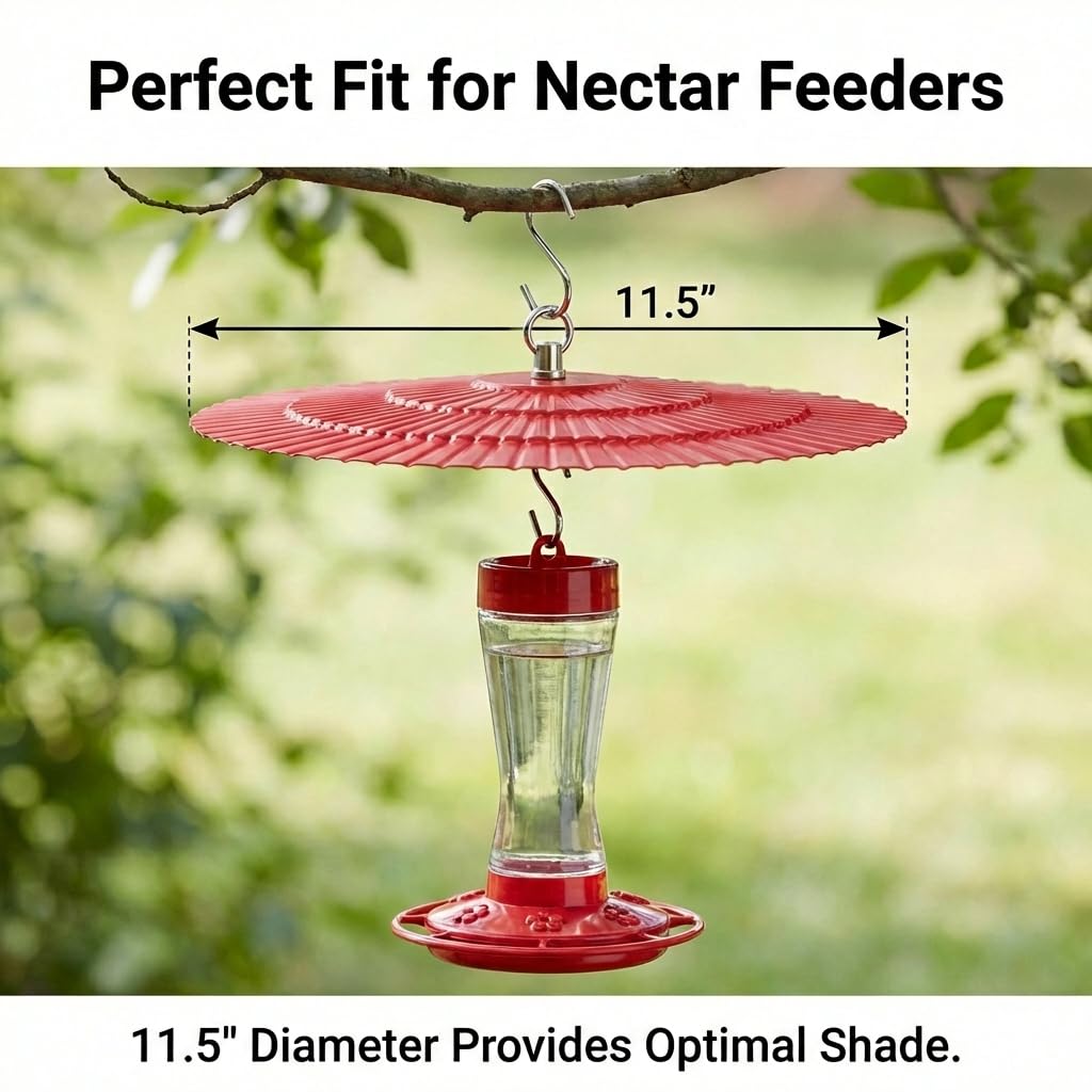 Eyrosa red dome shield protecting against sun while keeping nectar fresh