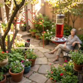 Eyrosa swings near feeders create a resting station for birds and easy photo opportunities