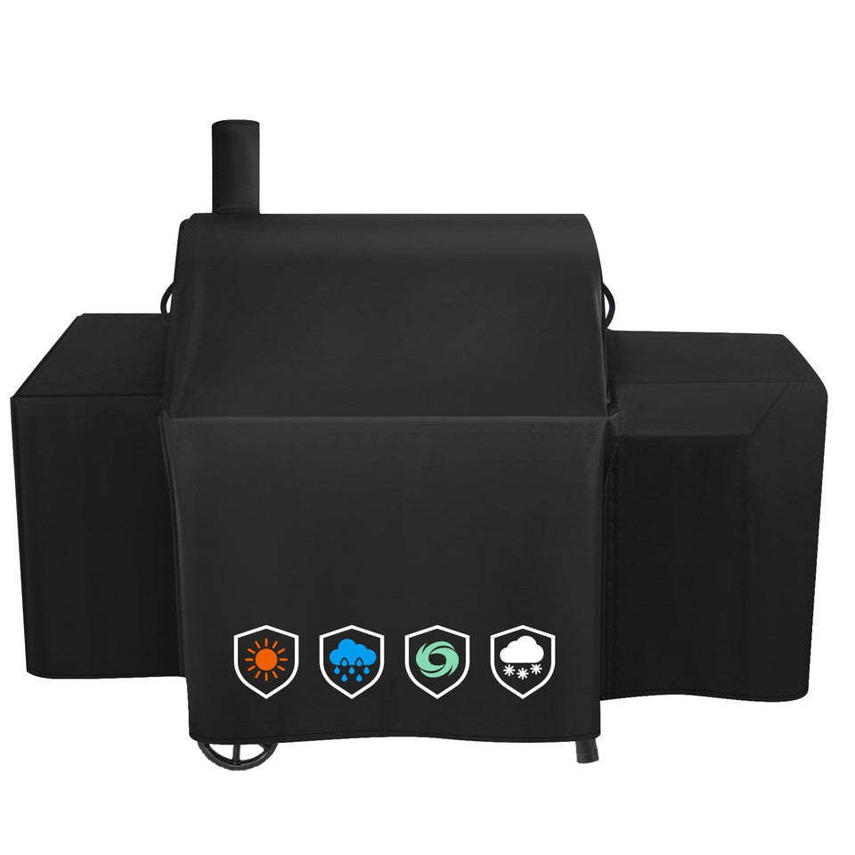 EZ-DONGTENG heavy-duty grill cover front view protects Char-Griller Smokin Champ 1624 from weather