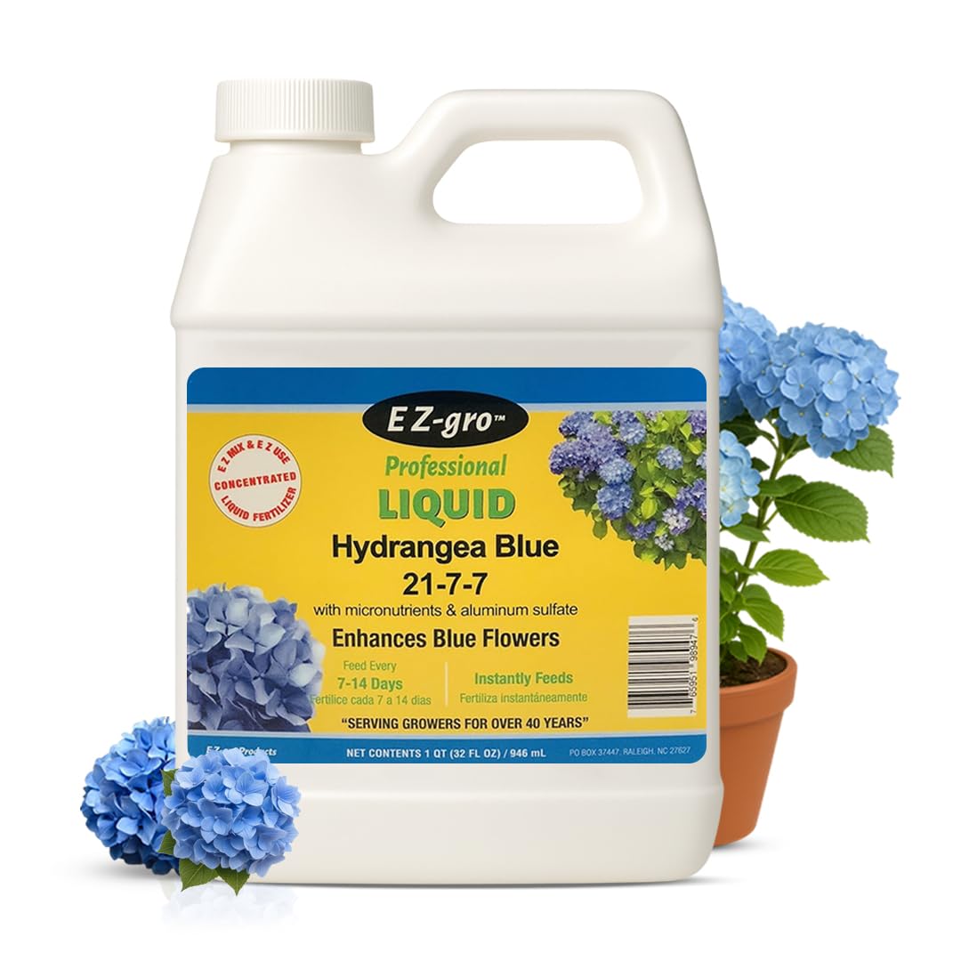 EZ-GRO Hydrangea Fertilizer bottle ready for quick feeding and vibrant blooms.