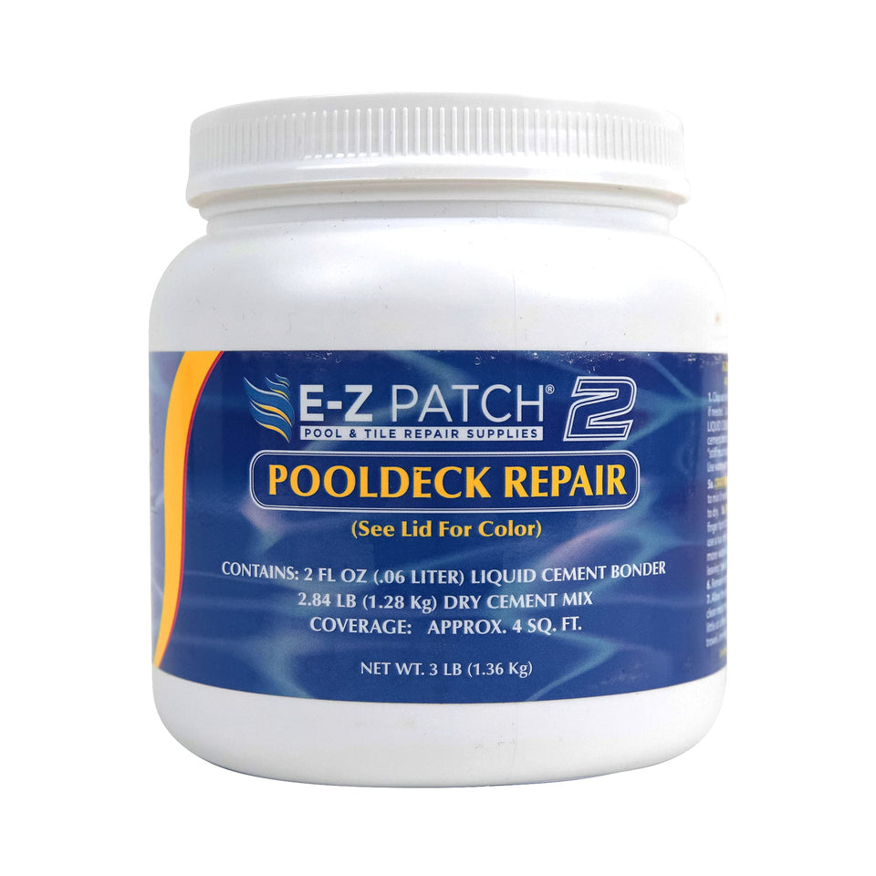 EZ Patch 2: mixing cement with water for durable pool deck repairs.