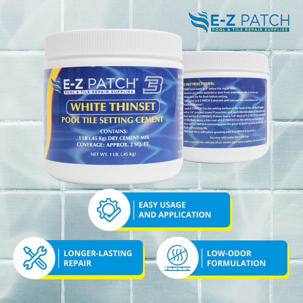 E-Z Patch 3 color-adjustable adhesive matches tile color precisely.