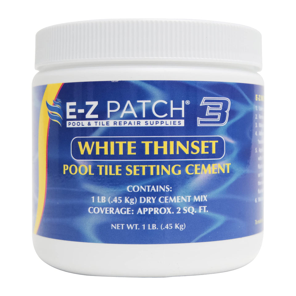 E-Z Patch 3 pool tile thinset mix enables easy indoor repairs.