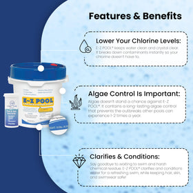 EZ Pool test strips for accurate water balance during routine maintenance.