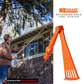 EZ SMART Mini Rake Head as a versatile outdoor cleaning tool for patios and driveways.