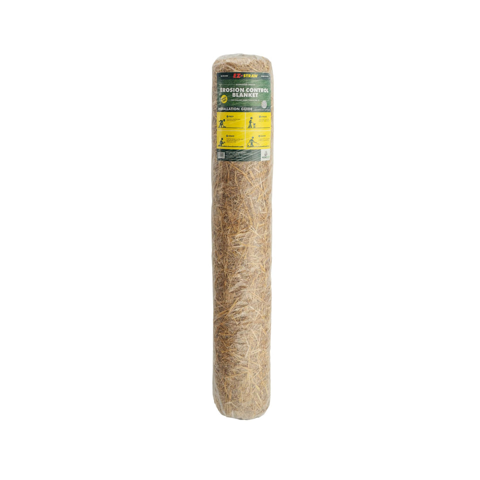 EZ-Straw blanket rolled over soil for faster seed germination.