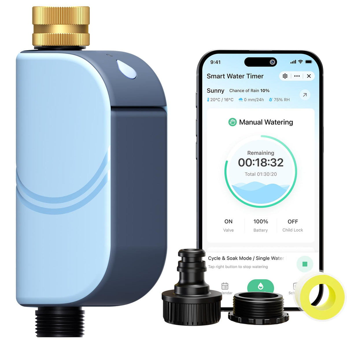 EZAIoT water timer with brass inlet for durable outdoor irrigation control