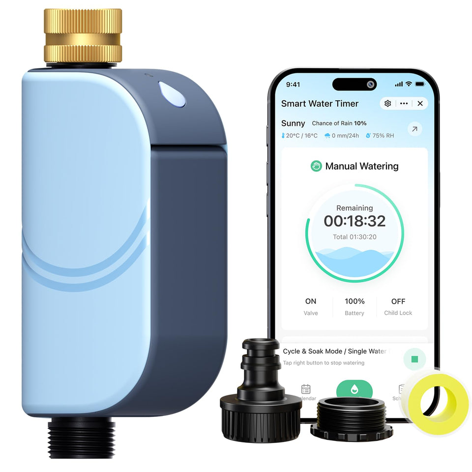 EZAIoT water timer with brass inlet for durable outdoor irrigation control