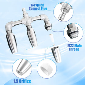 EZALOR 3-in-1 turbo nozzle head provides versatile spray patterns.