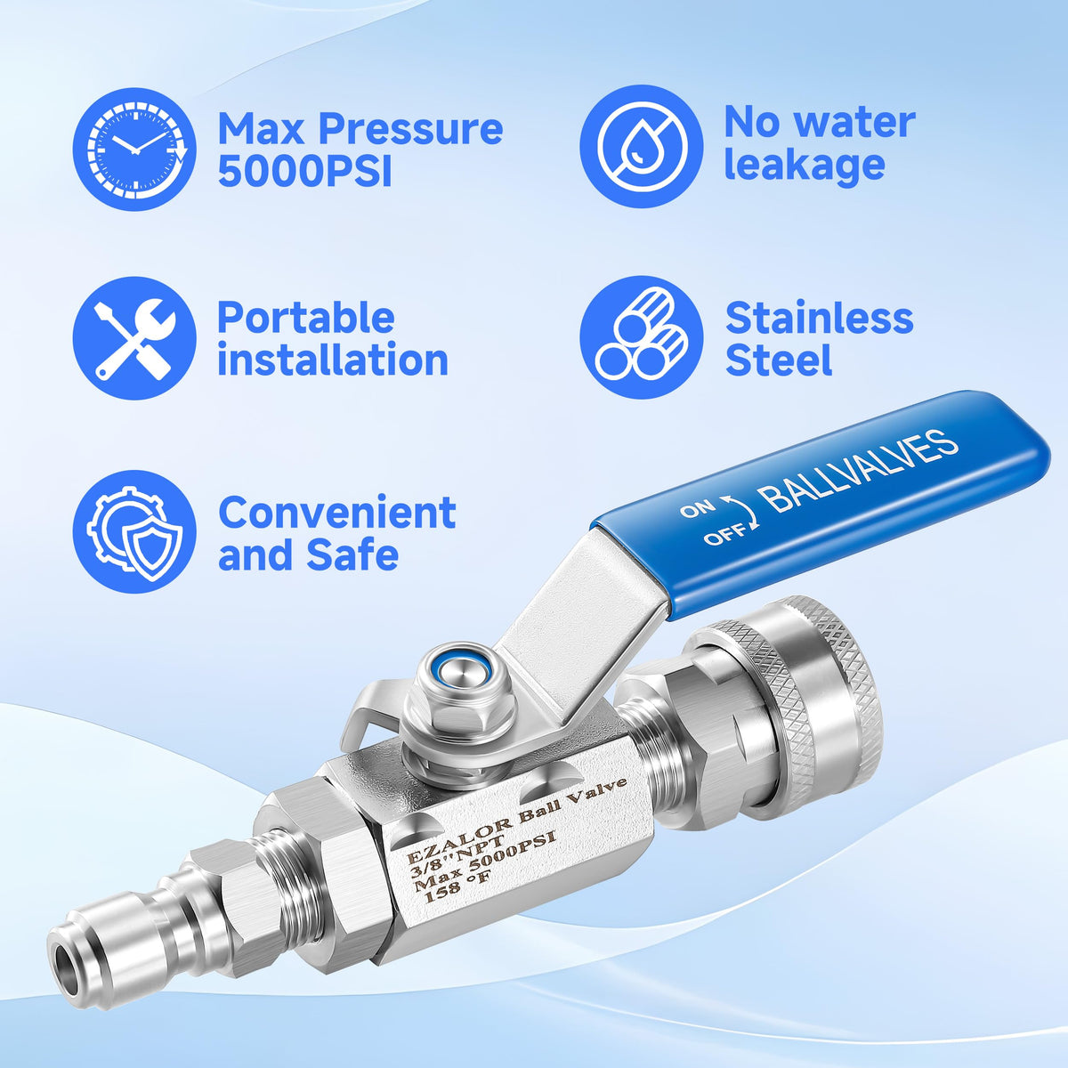 EZALOR 3/8 inch quick connector enables quick hose and spray gun attachment