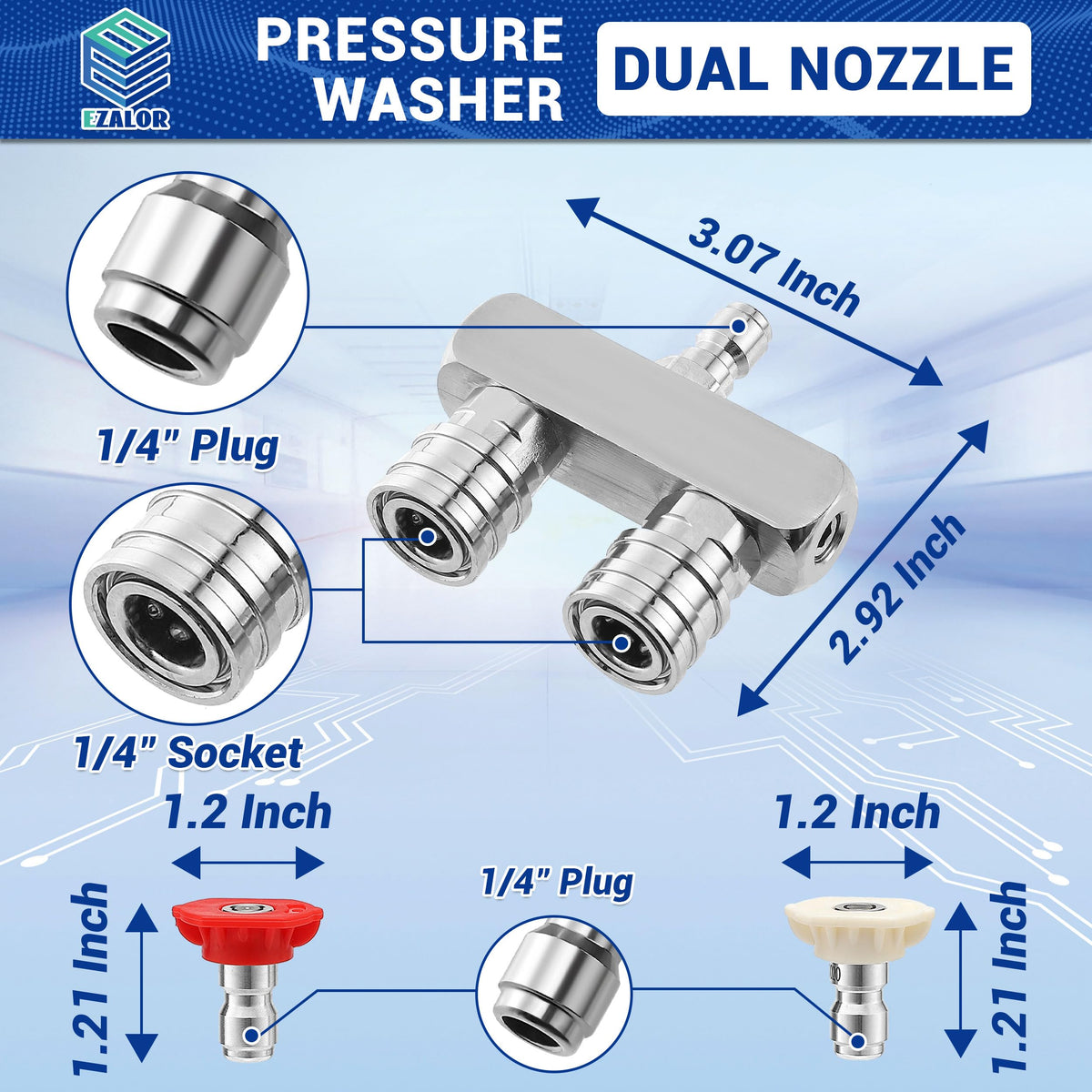 EZALOR stainless steel tip resists corrosion for durable use