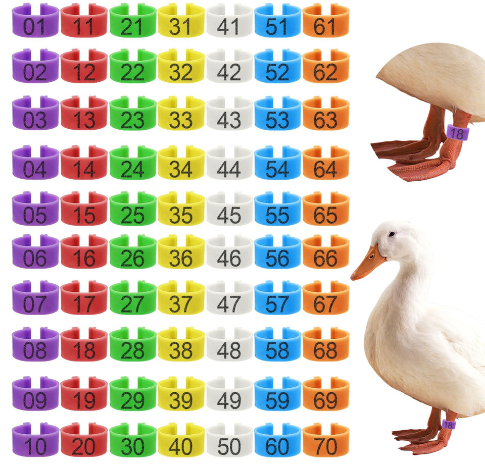 EZEELAI colorful numbered duck leg rings for quick flock identification