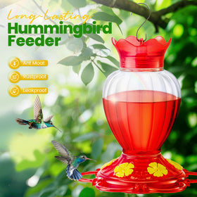 Eziyin 6-port flower feeders attract multiple hummingbirds with bright ports at garden.
