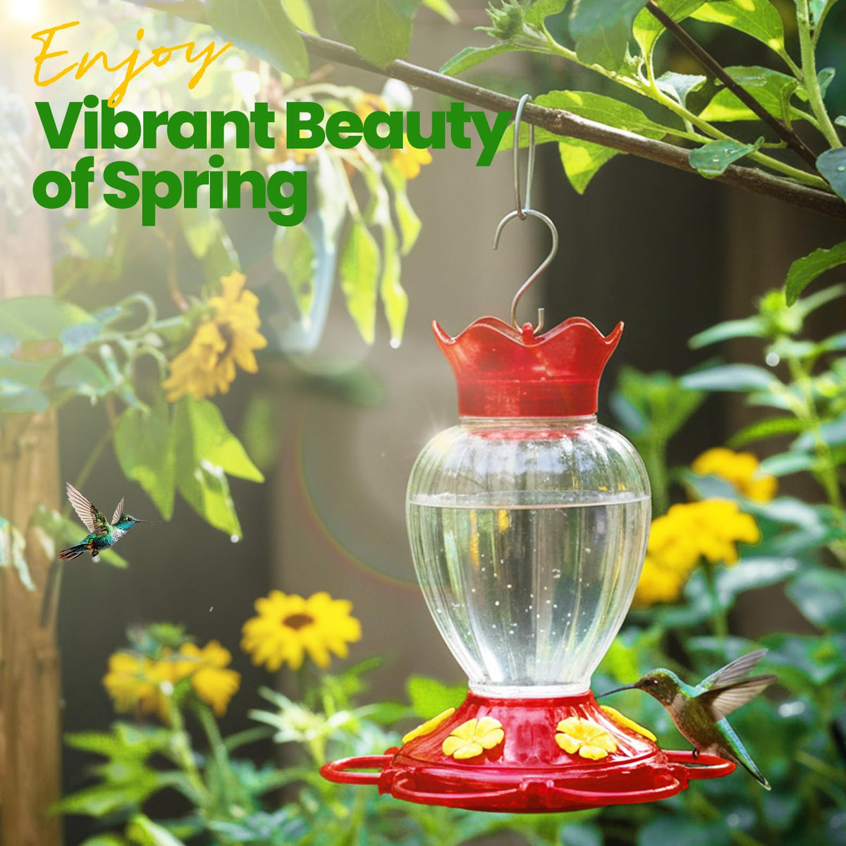 Eziyin hummingbird feeder with detachable base for easy cleaning.