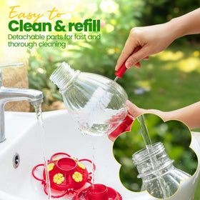 Eziyin hummingbird feeder clear bottle shows nectar levels at a glance.