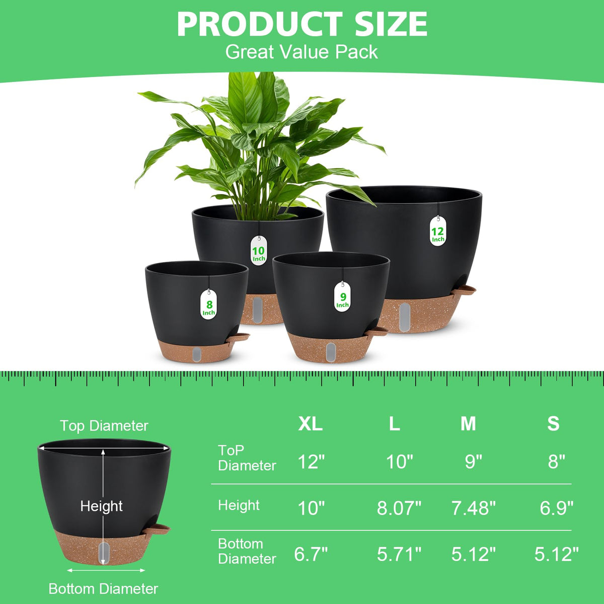 Ezmixcoop 10-inch self-watering pot with indicator supports simple maintenance