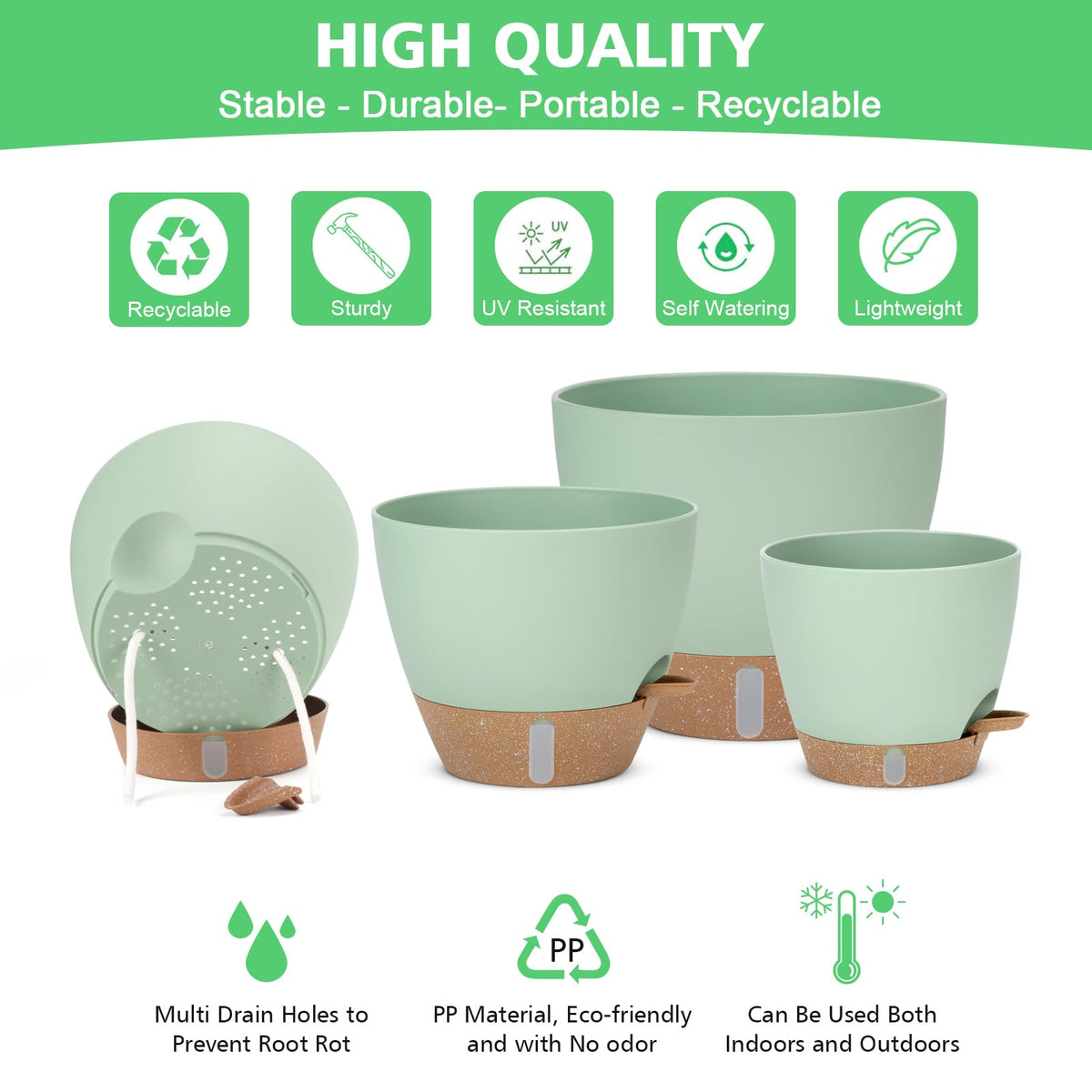 Large-capacity 10-inch planter from Ezmixcoop supports bigger plants with ease.
