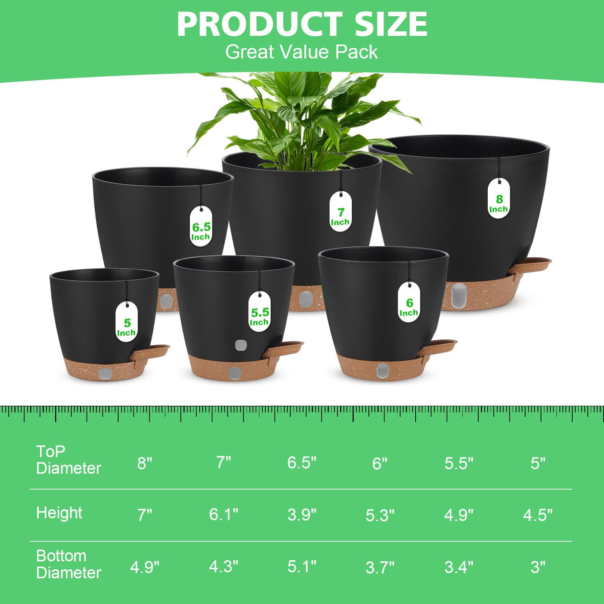 Ezmixcoop 8in pot showing reservoir and drainage for healthy indoor plants.