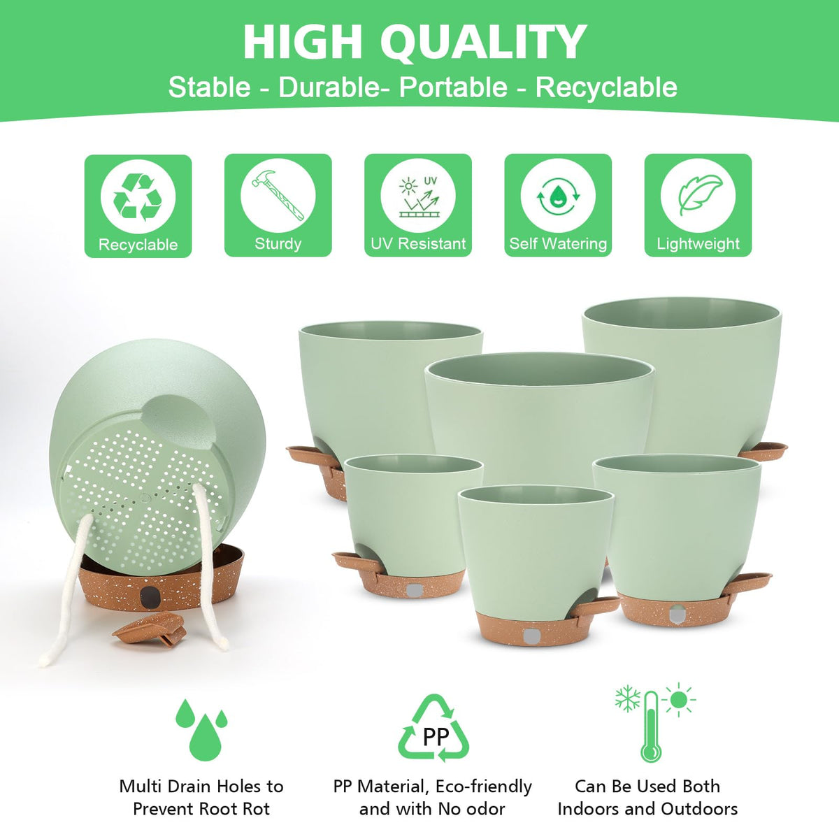Ezmixcoop self-watering planter 5-5-inch features water level window for compact spaces.