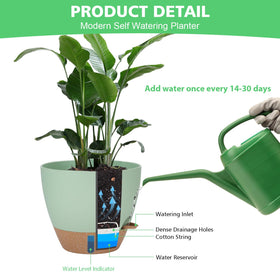 Ezmixcoop self-watering planter 5-inch with reservoir and drainage holes for airflow.