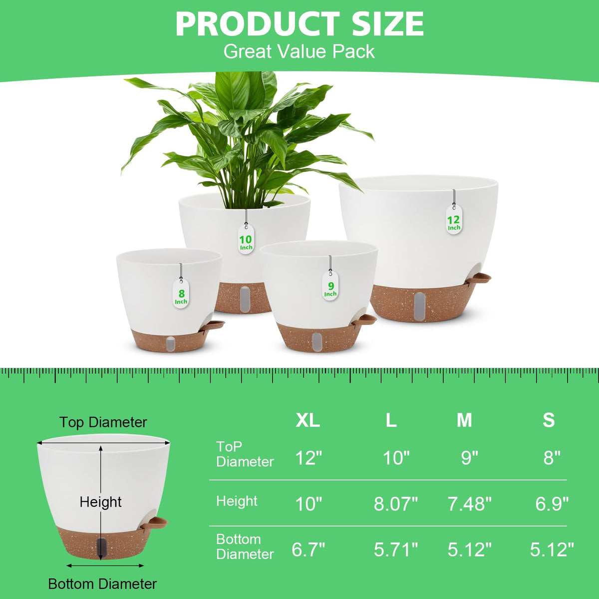 Ezmixcoop 10 inch self-watering pot with water level window for easy monitoring
