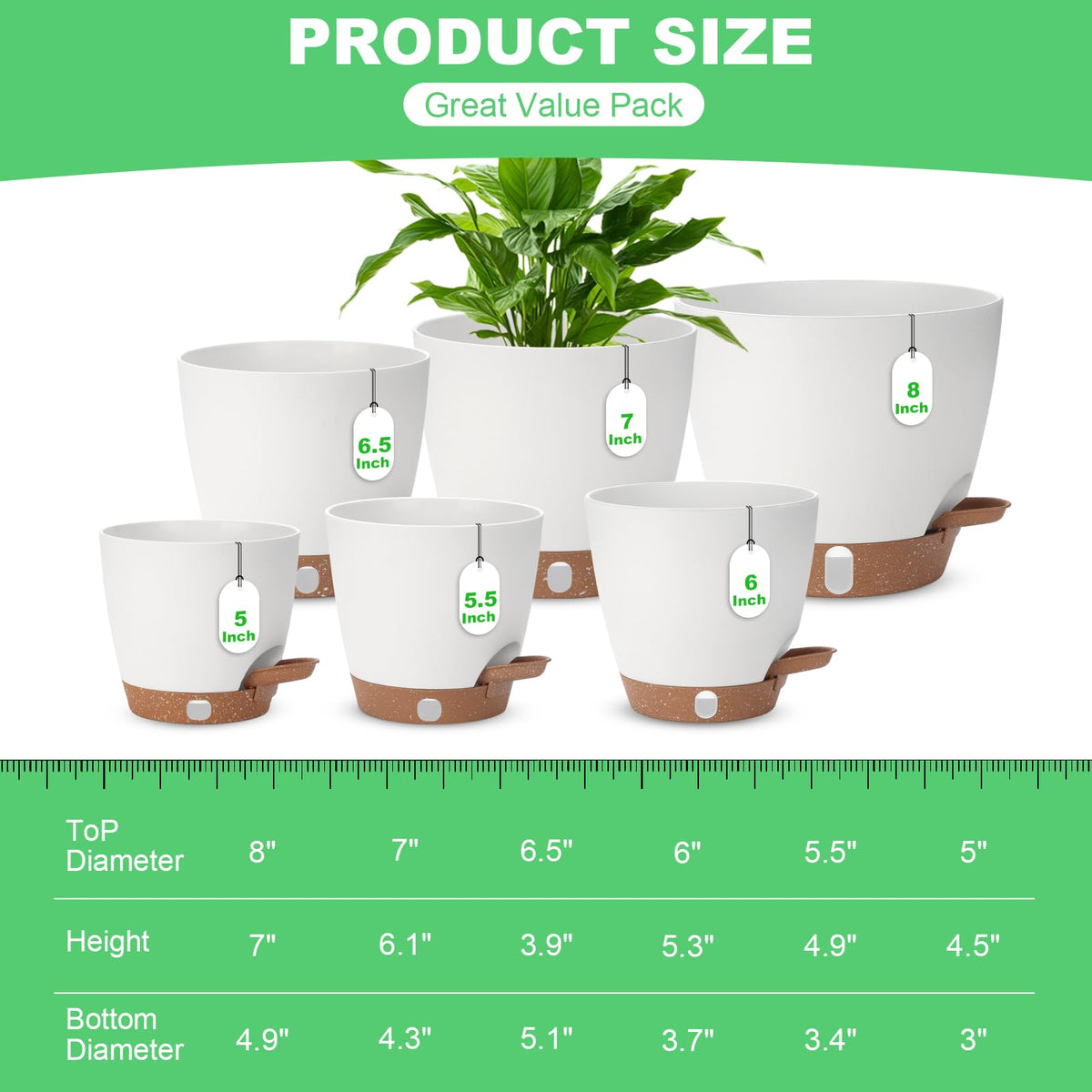Ezmixcoop self-watering pot 7-inch with reservoir and drainage.
