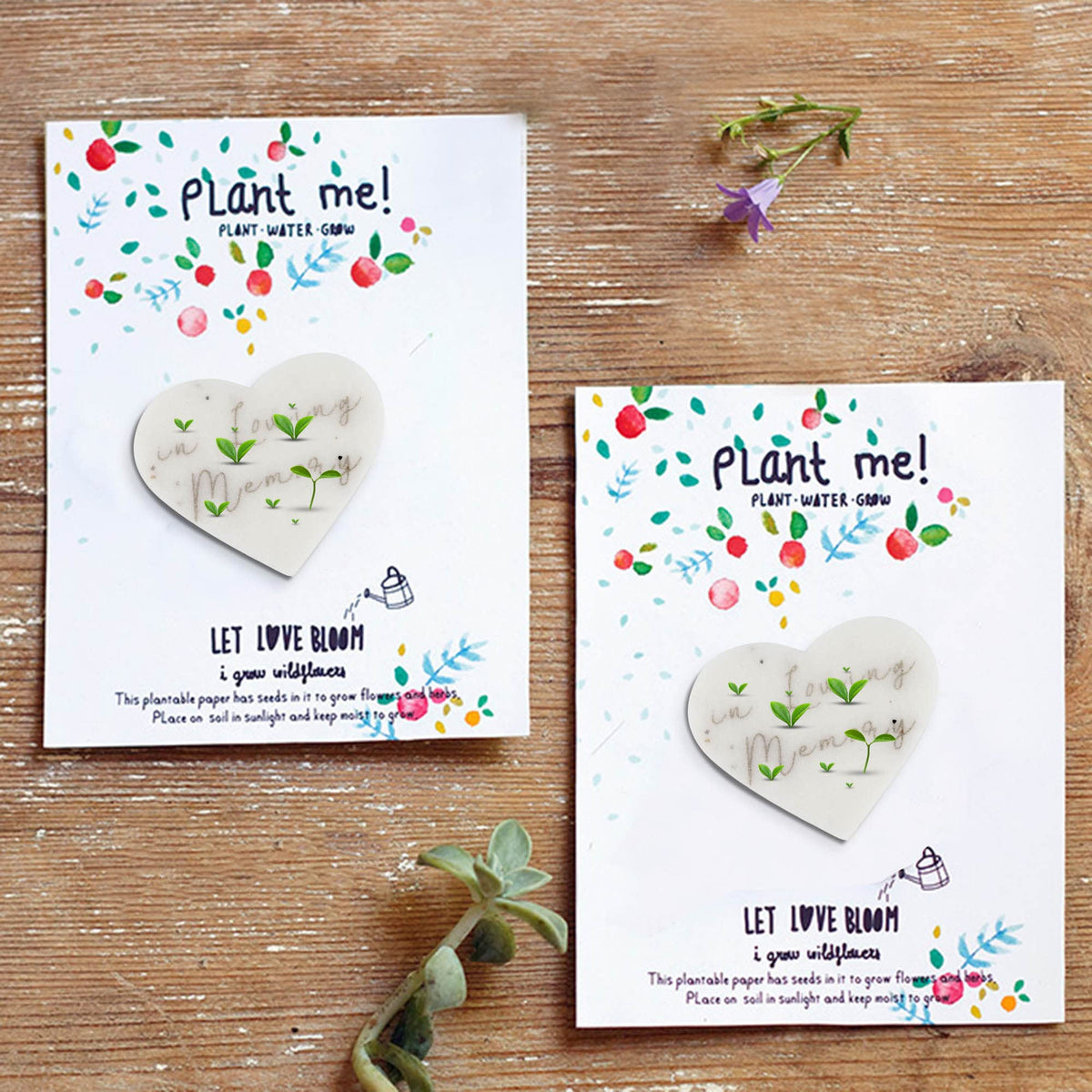 Ezoon wildflower seed paper heart plantable for memorial blooms