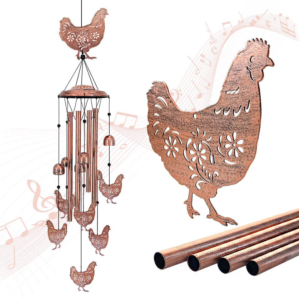 EZTZEN chicken wind chimes outdoor installation adds garden ambience