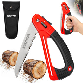EZUVITA 7inch folding saw with blade open showing clean cut capability