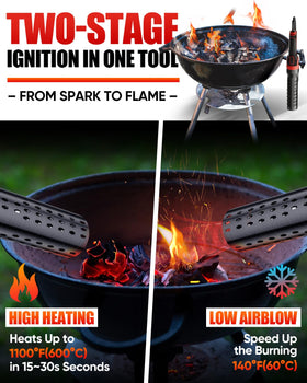 EZUVITA Air Blower in action boosts flame for efficient lighting